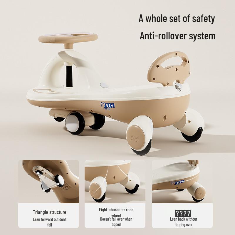 Kids' Anti-Rollover Twist Scooter with Music & Lights for Ages 1-6