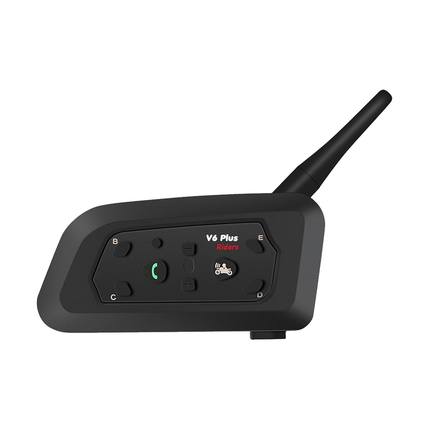 

V6Plus Bluetooth Helmet Intercom Headset: 1-to-5 Full Duplex, 1500m Range Single Unit