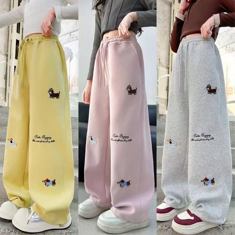 2025 Girls' Spring Wide-Leg Trousers: Stylish Joggers & Sweatpants for Older Children
