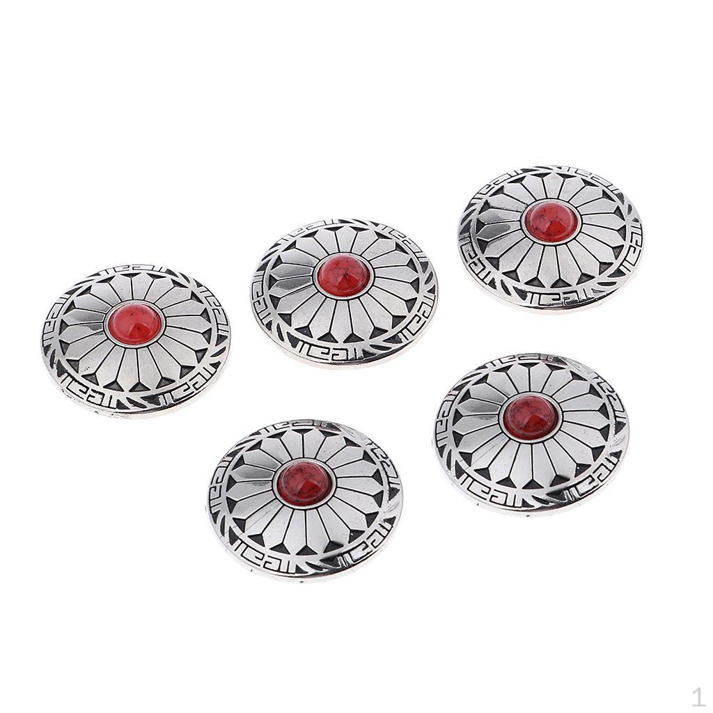 

5 Pcs Sewing Crafts Flower Turquoise Metal Round DIY Leather Supplies A