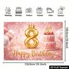 2D Pink Glitter Gold Crown 8th Birthday Photography Background
