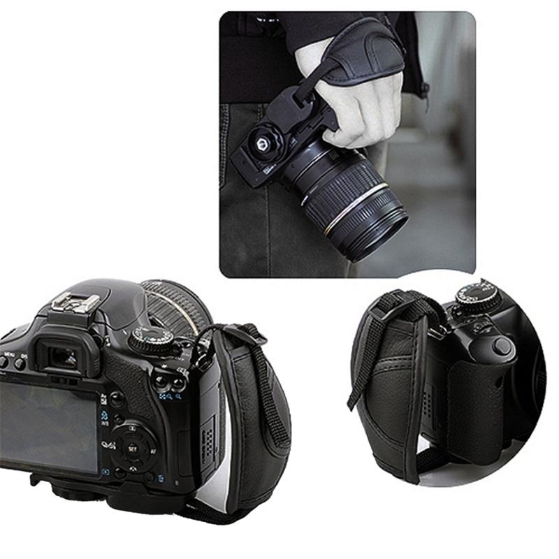 Camera Hand Strap Quick-Release Soft Grip Adjustable Wrist Belt Leather Hand Grip Strap for DSLR and Mirrorless Cameras