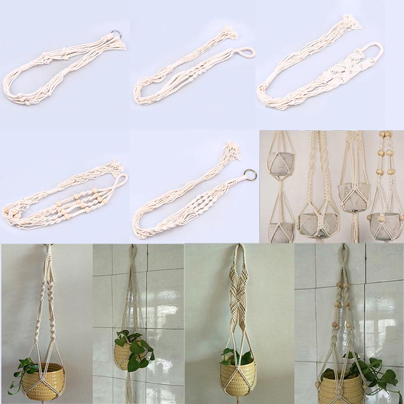 Makramee-Hängekorbhalter, Pflanzenhänger, handgefertigter Topflappen, Juteseil, geflochtenes Bastel-Blumentöpfe, Gartendekoration