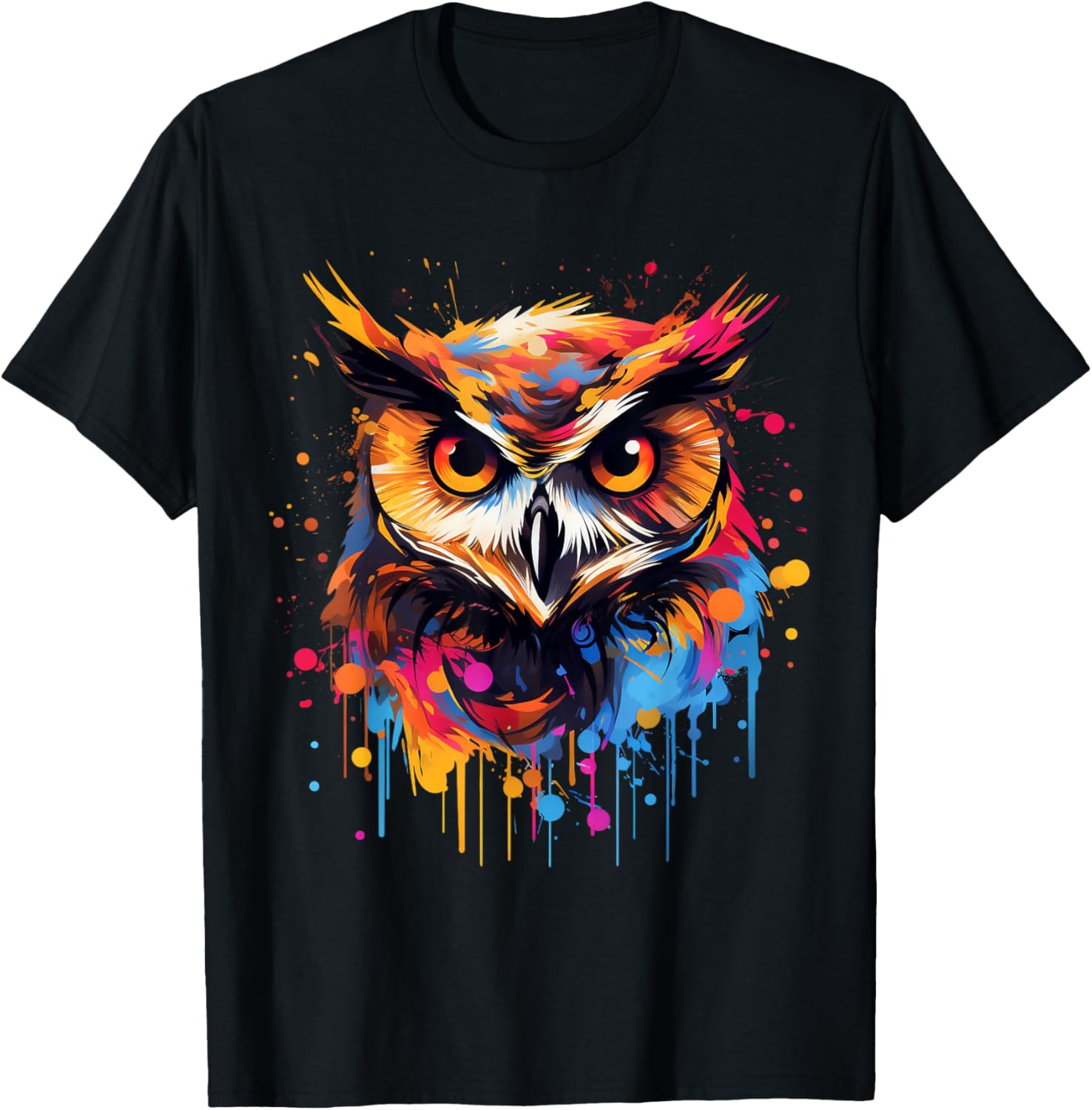 Яркая акварельная сова Графическая футболка Мужская Повседневная с коротким рукавом с круглым вырезом S