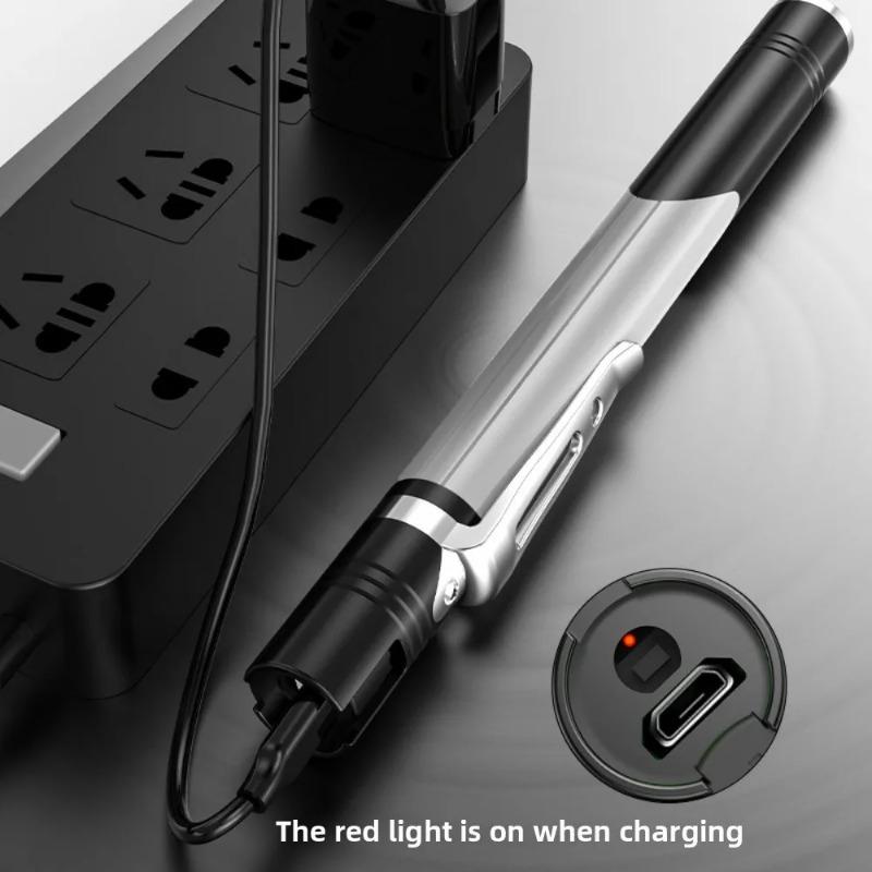 LED Mini Portable Pen Light - USB Rechargeable Work Light 3-Source Bright Torch Pen-Style Flashlight for Home/Work/Outdoor