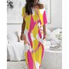 2024 Summer New European and American Women's Fashion Round Neck Short Sleeves Printing Loose Long Dress