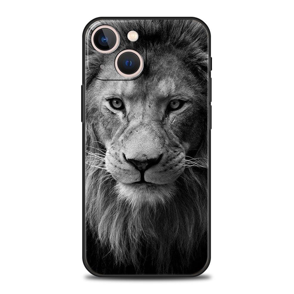 Lion Wild Animals Phone Case For iPhone 17 16 15 Pro Max 11 12 13 14 7 8 Plus SE 2020 X XR XS Cover Soft Black