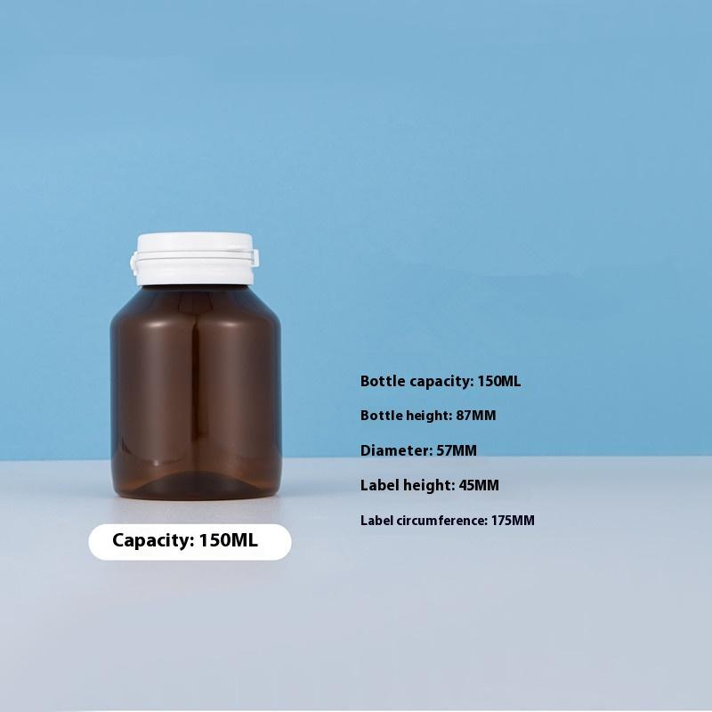 

1Pcs 130/150Ml Empty Plastic Bottle Health Supplements Vitamin Tablet Refill Bottle With Pull-Ring Tear Off Cap Pill Container коричневый