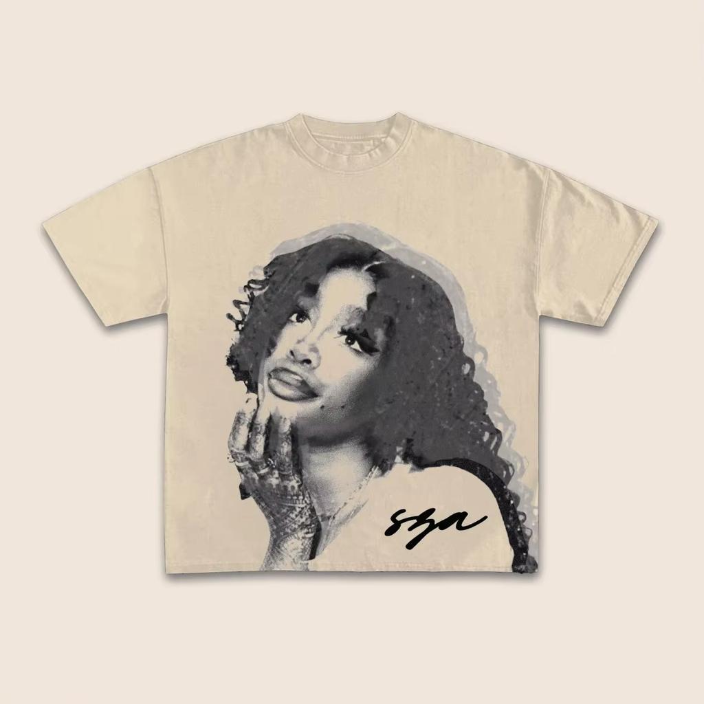 Vintage Sza Graphic Print Cotton Casual Tshirt Unisex Y2K Summer Short Sleeves Oversize Y2K Tshirt Streetwear Women Tee Tops