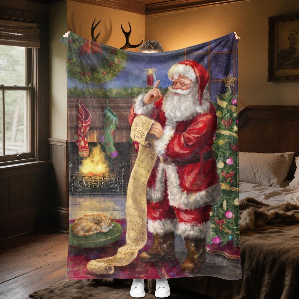 Christmas Plush Blanket Soft Comfortable All Seasons Perfect Sofa Office Naps Outdoor Travel Makes Great Gift