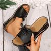 Fashion Women's Summer Wedge Heel Sandals 2025 Fashion Thick Sole Non Slip Beach Slippers Woman Bowknot Platform Slide Sandals Plus Size