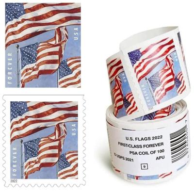 100 Pieces U.S. Flag Forever Stamps U.S. Flag Stamps