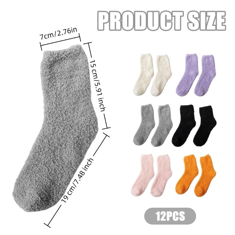 6 Pairs Fleece Sleep Socks For Men Women Soft Warm Thermal Winter Wear Ankle Socks Breathable