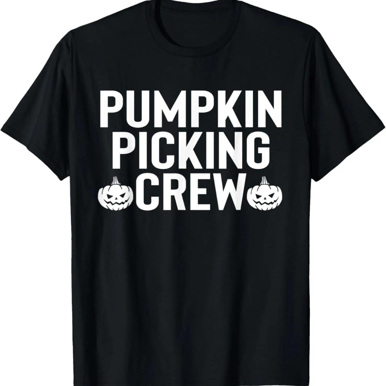

Pumpkin Picking Crew - Funny Halloween Costume Fun Holiday T-Shirt S