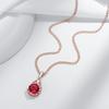 Shiny Red Natural Zircon Pendant Necklace Women Fashion  Rose Gold Color Party Accessories Daily Fine Vintage Jewelry