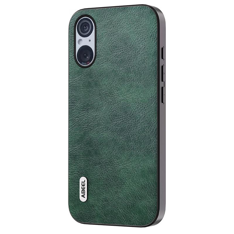 

ABEEL Litchi Texture Phone Case for Sony Xperia 5 V,Leather Coated TPU+PC Phone Cover Green