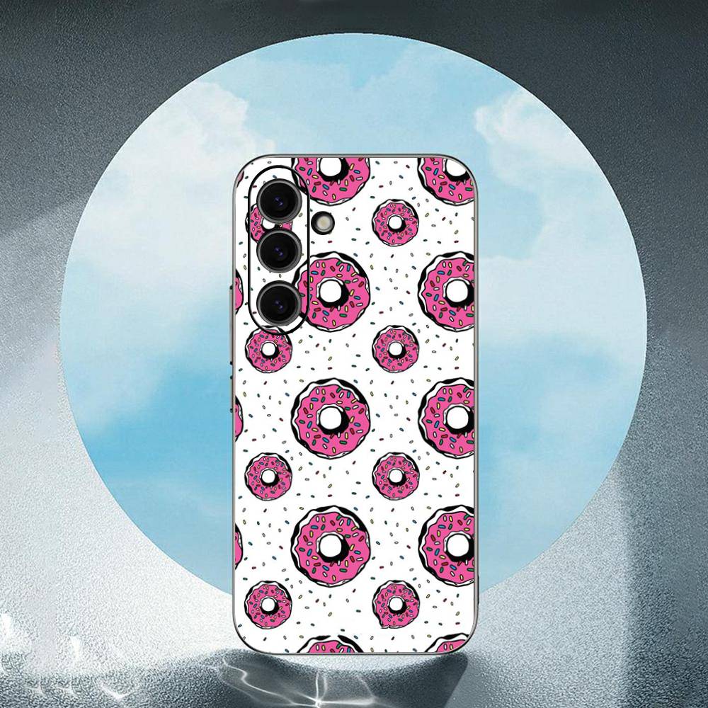 

Macarons Cupcake Donut For Samsung Galaxy S25 S24 S23 Ultra S22 S21 Plus S20 Black Soft Silicone Protective Case SamsungS24ULTRA