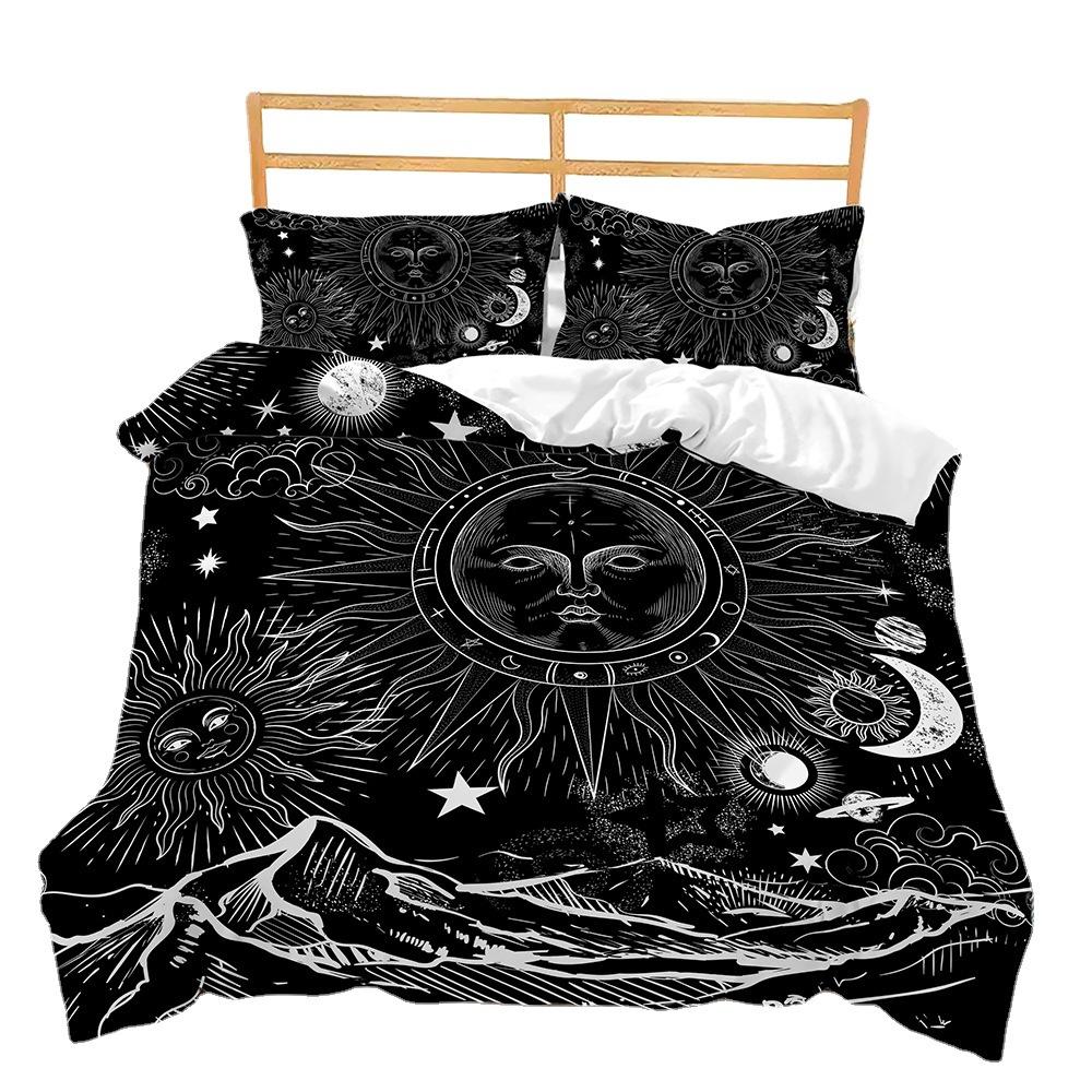 Three-Piece Sun And Moon Quilt Cover Digital Printing Kit Bedding Universal In All Seasons
