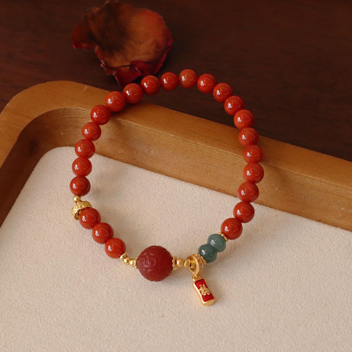 

Natural Nanhong agate bracelet beadedfashion women daily jewelry gift