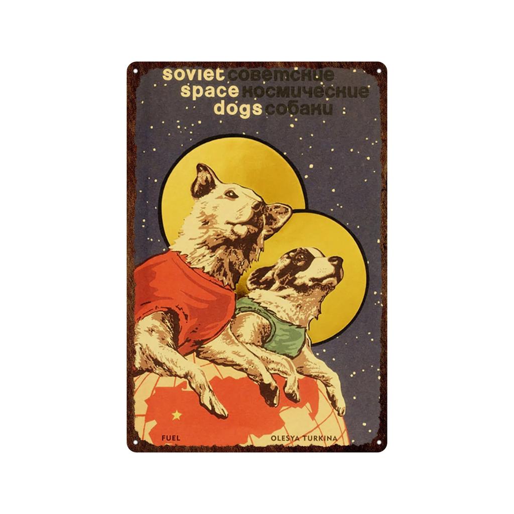 Soviet Union Russia Space Race Poster Vintage Metal Tin Sign Decor BarGarage Cafe Decorative Wall Plates Plaques USSR Retro S