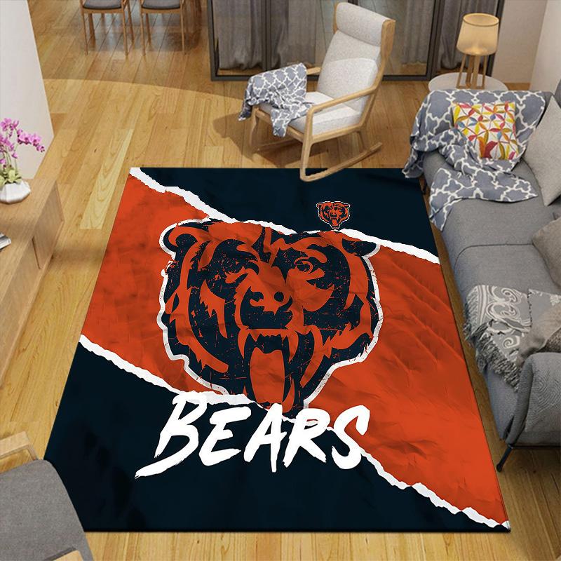 Tappeto Quadrato a Fantasia Flanella Chicago Bears, Tappeto da Area, Tappeto per Soggiorno Camera da Letto Divano Stanza dei Giochi Decorazione, Tappetino Antiscivolo