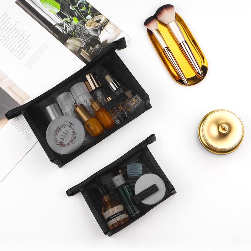 Trendy Transparent Mesh Cosmetic Storage Bag - Internet Celebrity Style