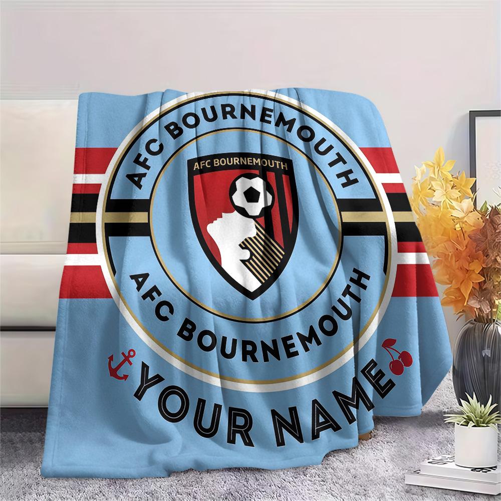 Custom Name AFC Bournemouth Flannel Blanket, High quality Comfortable for All Seasons, Home Decor, Warmth and Comfort