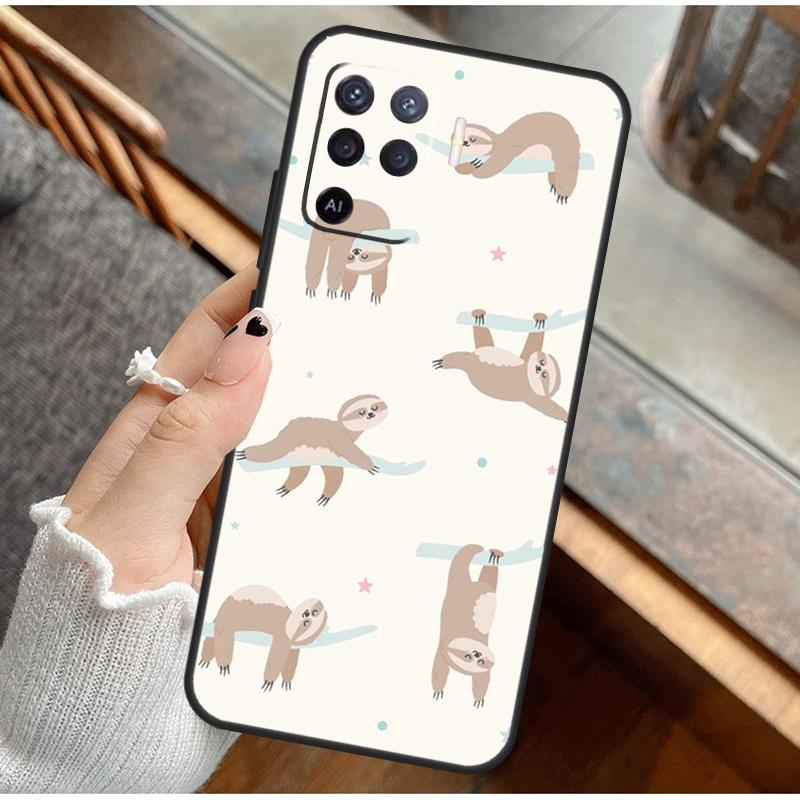 Funny Cute Sloths Phone Case For Oppo A38 A58 A74 A15 A80 A60 A40 A94 A54 A98 A78 A18 A16 A76 A96 A17 A77 A57S
