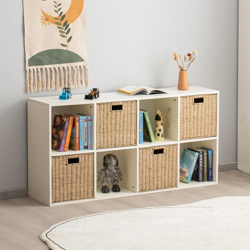 Hand-Woven Imitation Rattan Storage Box Foldable Dirty Clothes Underwear Storage Basket Office Desktop Sundries Container