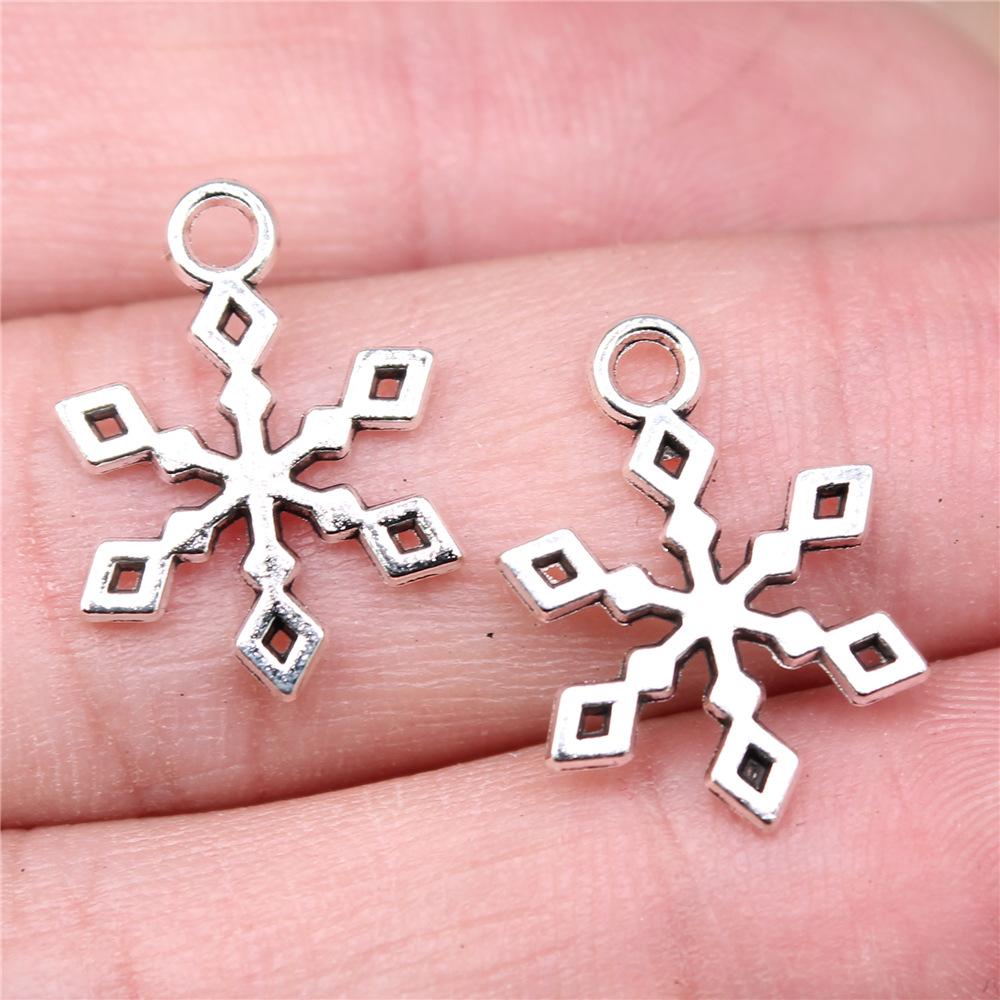 20 Stück Metall Zinklegierung Gemischte Größen Schneeflocken Anhänger Passend für Schmuck Weihnachtsanhänger Komponenten DIY Handgemachtes Basteln