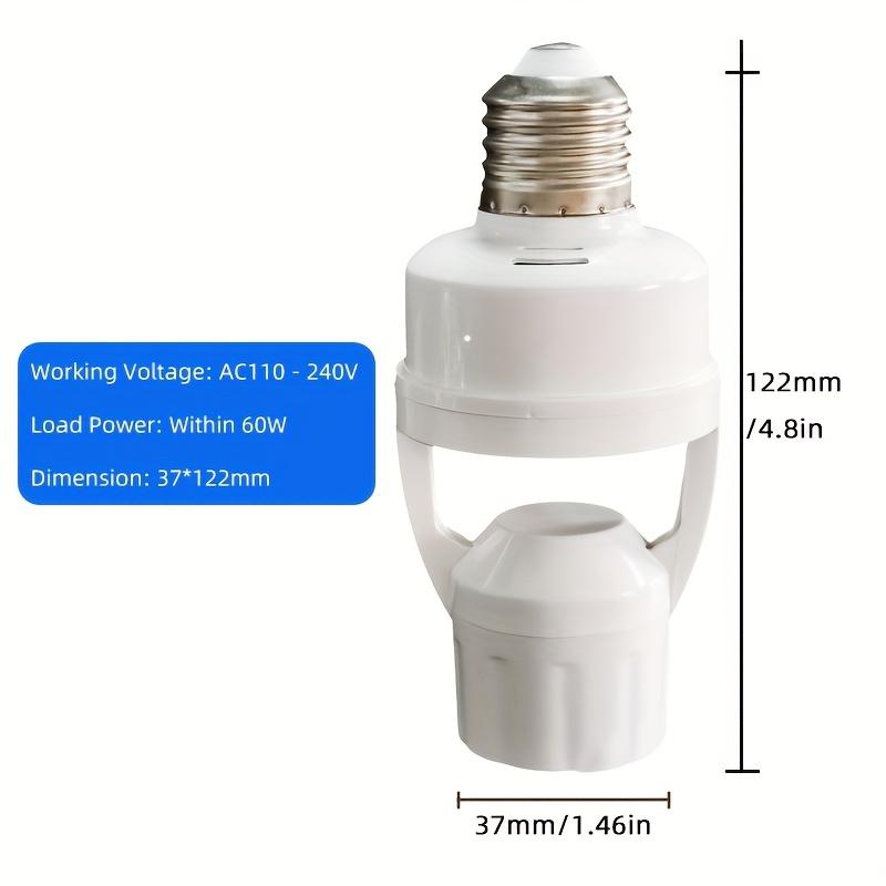 PIR Motion Sensor Lamp Holder E27 Smart Light Bulb Holder Adapter Auto on/Off Motion Light Socket for Porch Staircase Basement