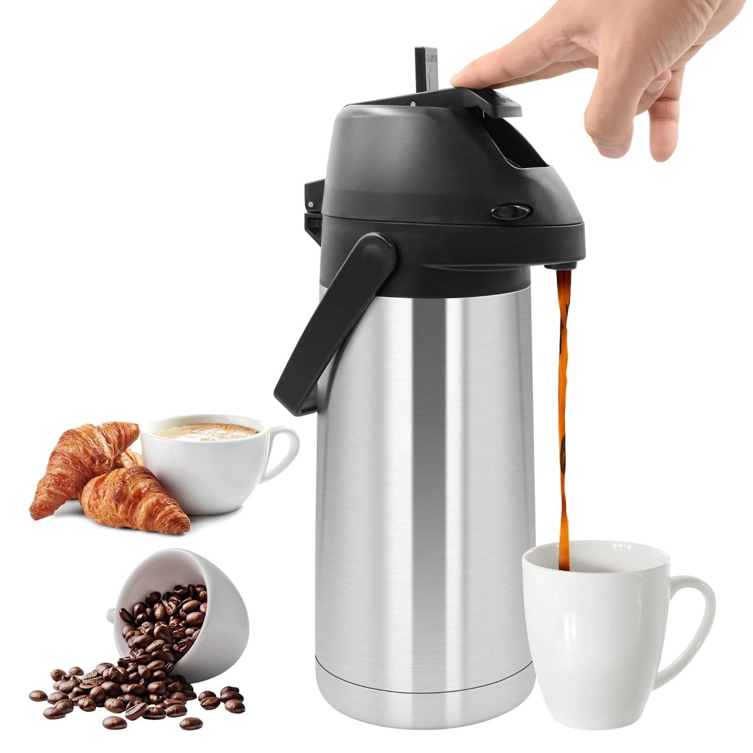 

65oz Thermal Airpot Carafe with Pump,Stainless Steel Vacuum Insulated Coffee Dispenser for Hot and Cold Beverage Z