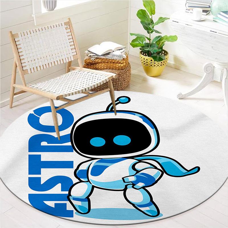 Tappeto Rotondo ASTRO BOT, Tappeto per Soggiorno Camera da Letto Divano Sala Giochi Decorazione, Tappetino Antiscivolo