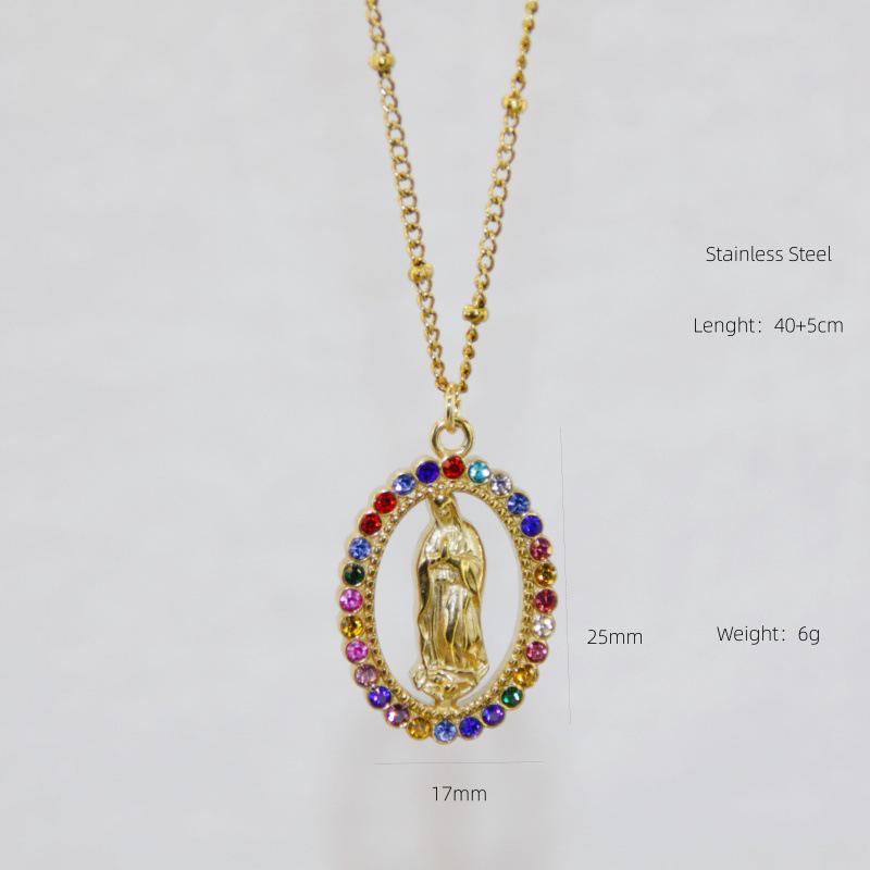 Virgin Mary Zircon Clavicle Necklace - European & American Fashion, Titanium Steel Jewelry