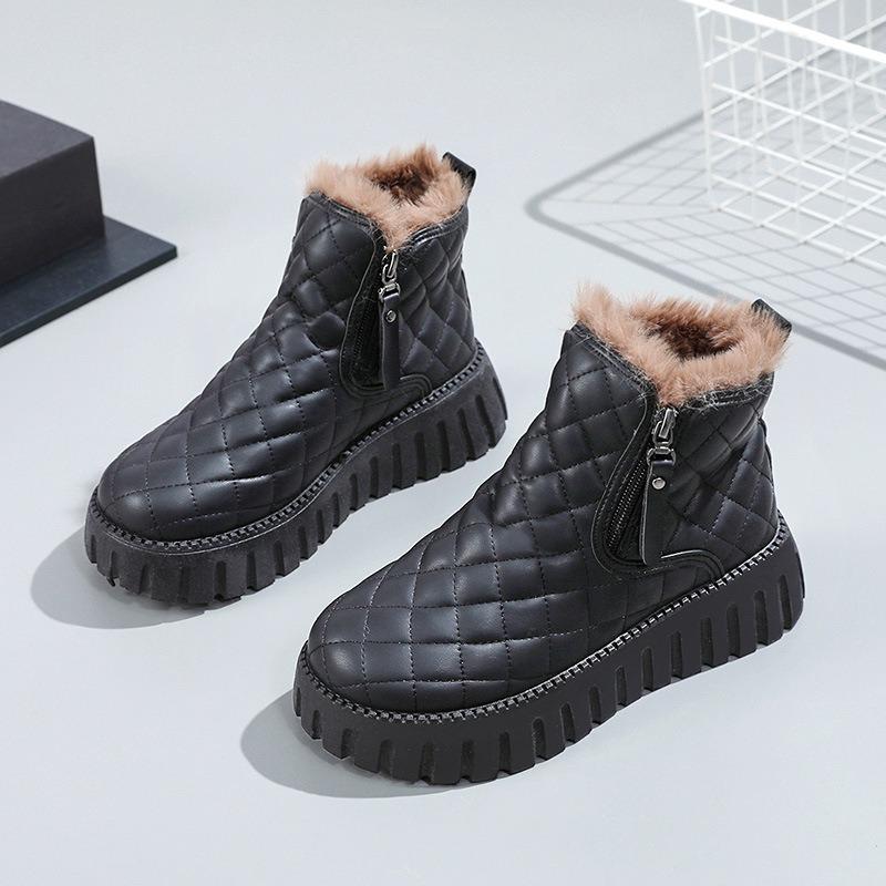 

High Top Cotton Shoes for Women, Winter New Style with Added Velvet and Thickened Snow Anti Slip and Cold Resistant Snow Boots 40