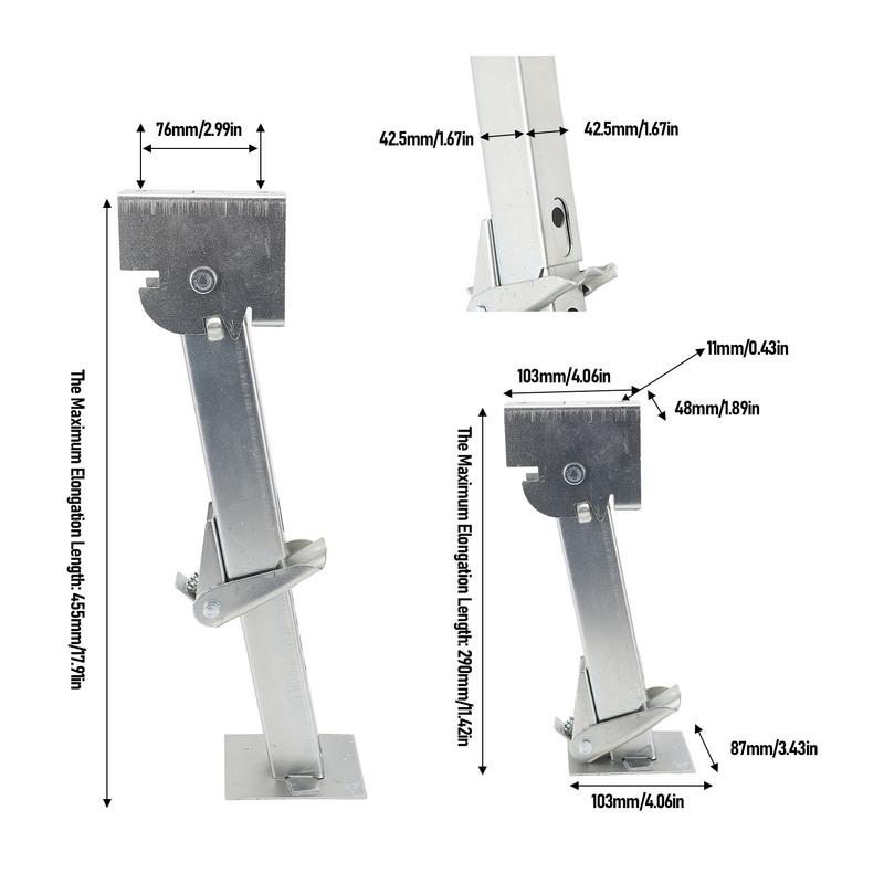 Trailer Swing Down Stabilizer Jack 290 to 455mm Adjustable 650lb Support 1000lb Lifting Capacity For RV Off Road Vehicles