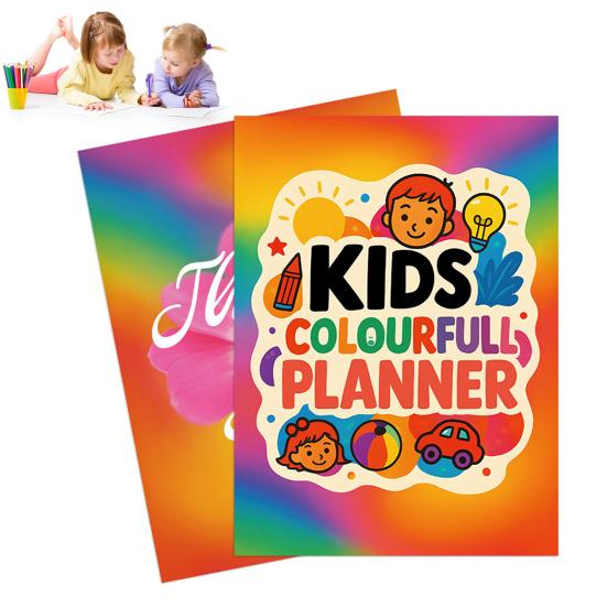 Colorful Kids Planner for Daily Schedule And Goal Tracking Fun Educational Organizer with Doodle Pages Children's Homework Planner