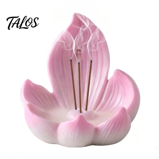 Yoga Relaxation Decor Lotus Backflow Incense Burner Holder, Resin Cone Diffuser, Desktop Indoor Air Purifier Aromatherapy Holder for Meditation