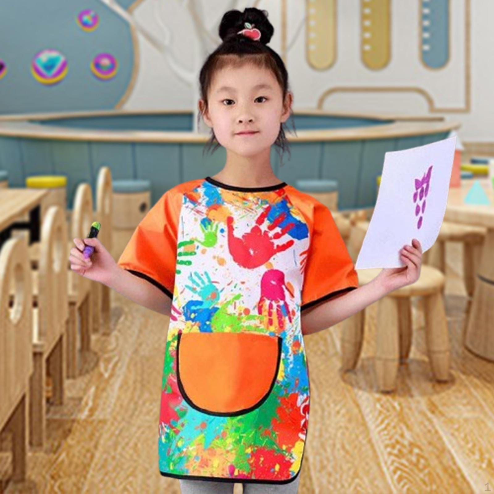 

Художественный халат для детей с карманами, водонепроницаемый фартук для занятий по рисованию S_Orange