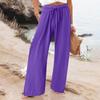 2023 Trendy Wide-Leg Elastic Waist Solid Color Casual Pants