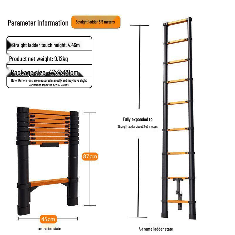 Stainless Steel Telescopic Aluminum Alloy Folding Step Ladder