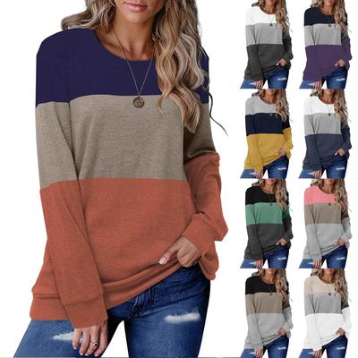 Damesmode casual blouse met lange mouwen, ronde hals, jump-kleur en pullover-top