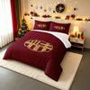 3 Piece Bedding Set FC Barcelona Football Club Crest Gold FCB Shield Red Background Camp Nou Soccer Team Print for Men Fan Gift