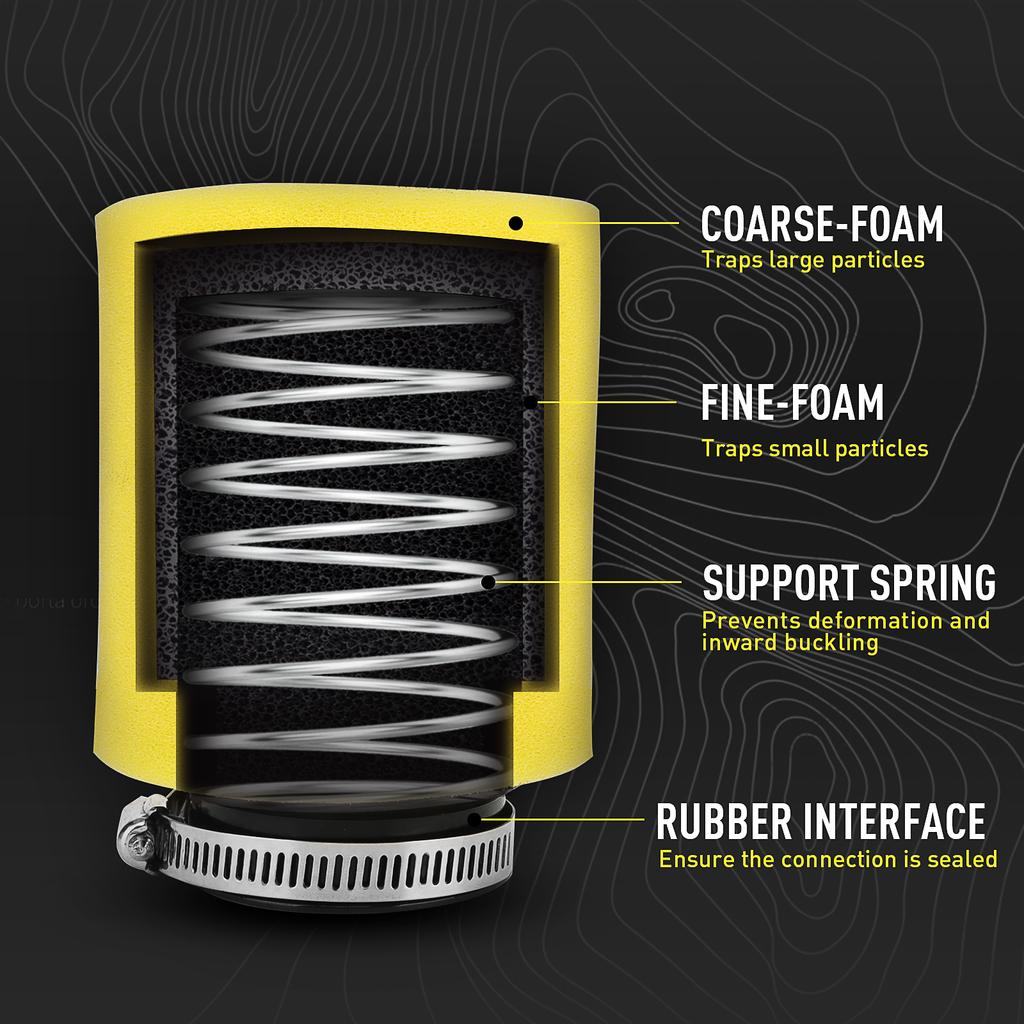 NIBBI New Removable Spring 45mm 49mm 55mm High Flow Sponge Air Filter Universal Washable Air Filter Cleaner for Honda Scooter