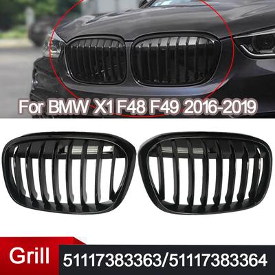 2Pcs Front Bumper Kidney Grille Hood Kidney Grill Racing Grills Gloss Black Replacement For BMW X1 F49 F48 2016 2017 2018 2019