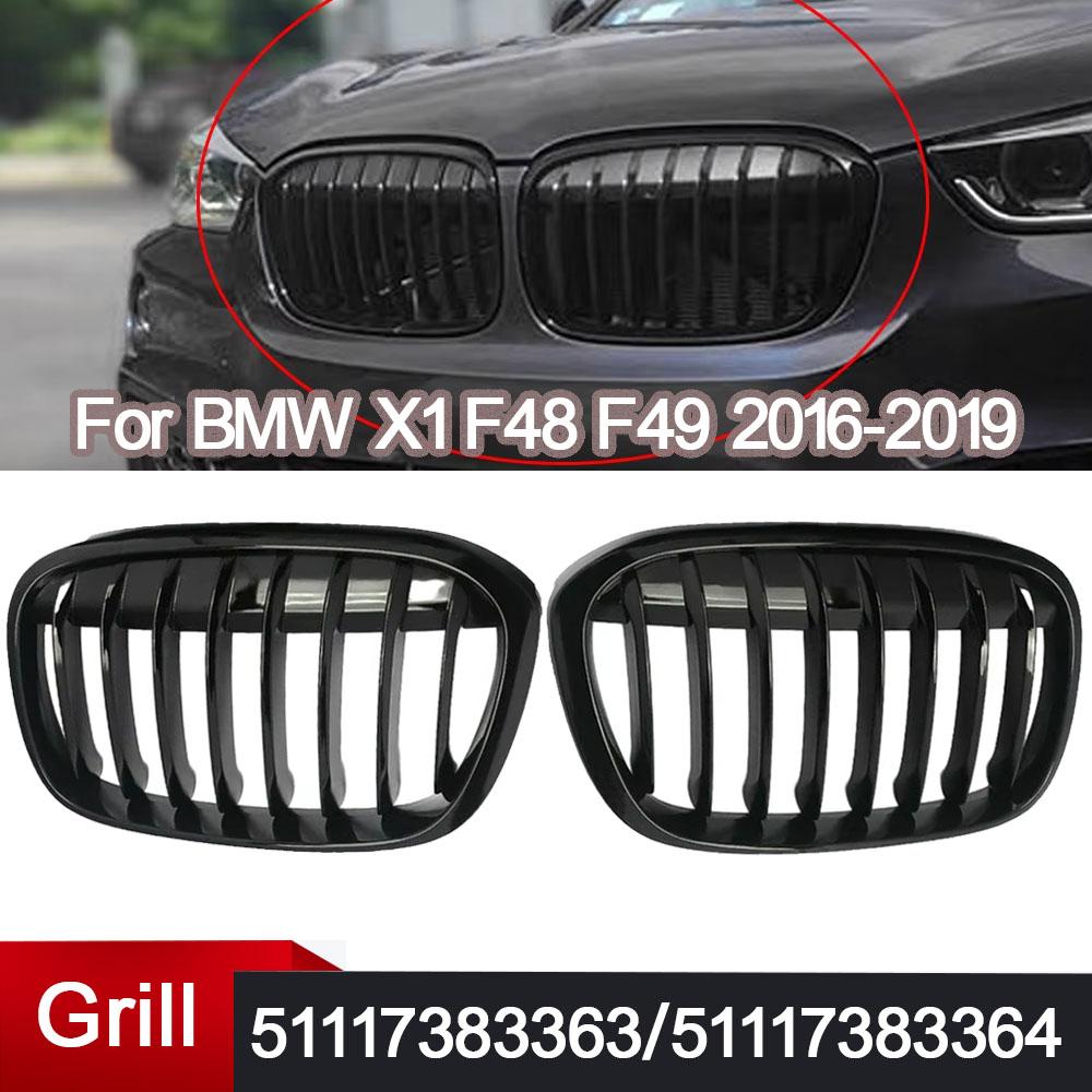 2 Stück Frontstoßstange Nierengrill Haube Nierengrill Rennsportgrills Glänzend Schwarz Ersatz für BMW X1 F49 F48 2016 2017 2018 2019