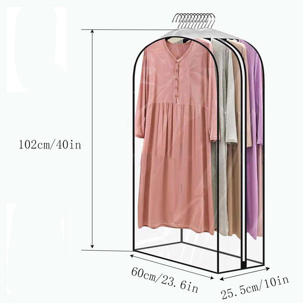 3pcs Clear Garment Covers with Zipper Waterproof Long Coat Protector Dust-proof Clothing Storage Bag for Gowns