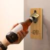 Bamboo Magnetic Bottle Opener, Wall Mount Beer Cap Catcher with Strong Magnet, Rustic Wood Fridge Opener for Home Bar