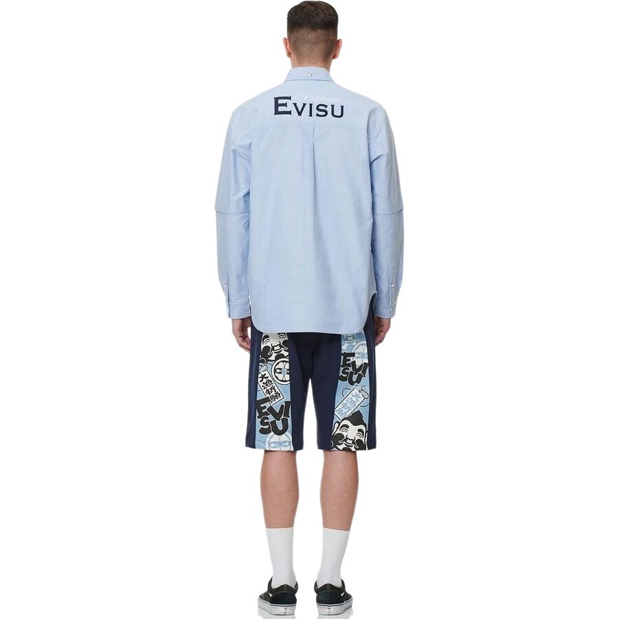 Evisu Buddha Head Pattern Comfortable Casual Versatile Shorts Men shorts Dark-Blue 2ESHTM1ST424XX