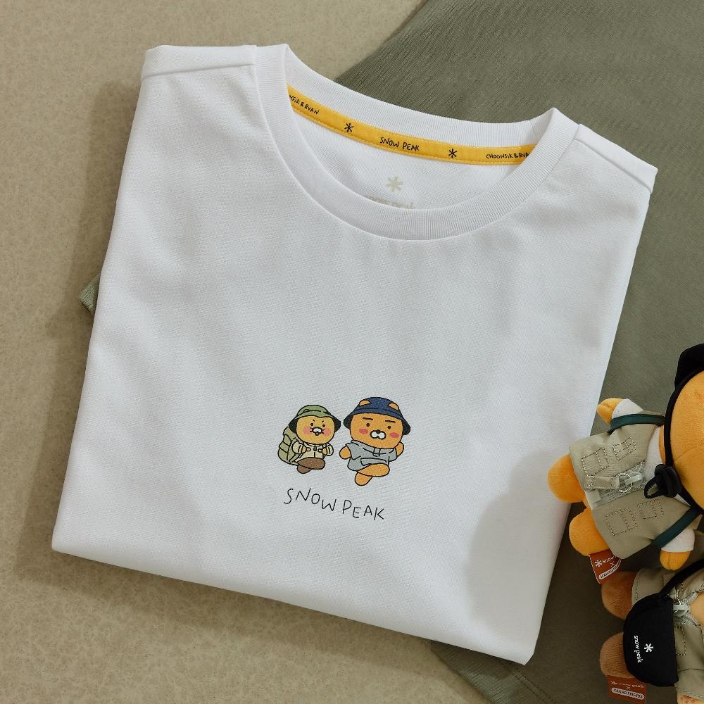 [Snowpeak] [Snow Peak X Kakao Friends] Ryan and Chun-sik Kids Short-Sleeve T-shirt White (S25MKFTS99) 125